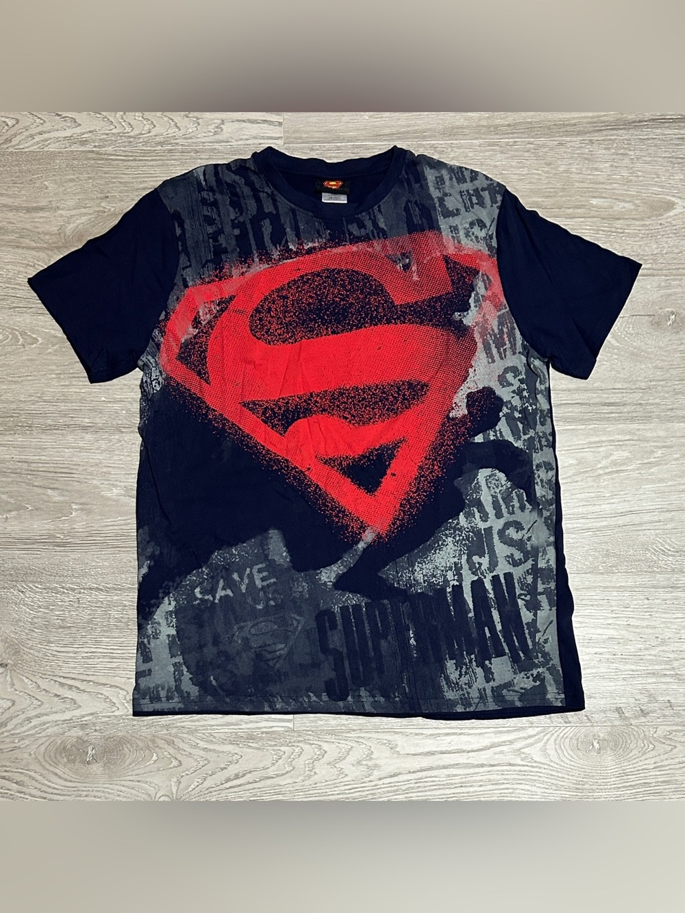 DC Comics Boys' Black T-Shirt with Red Superman Emblem